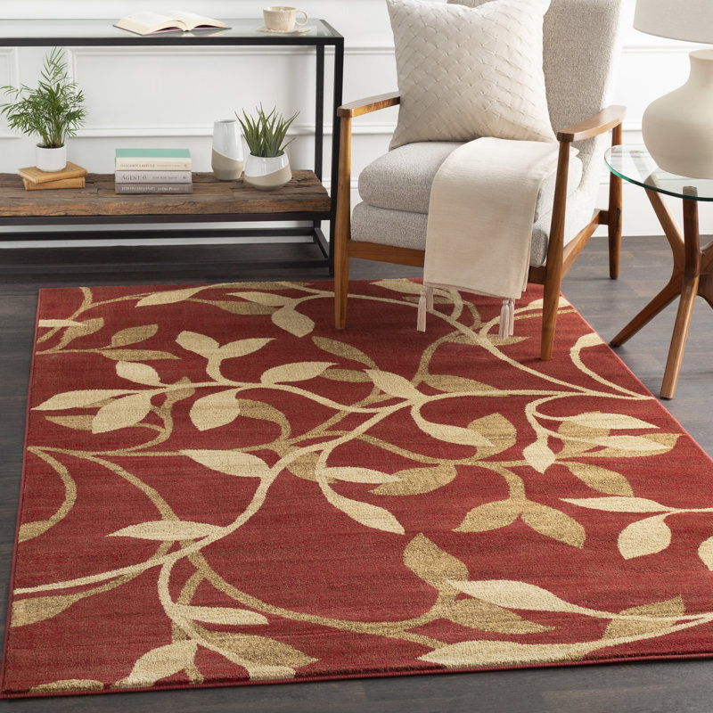 Charlton Home® Gaskins Floral Dark Red Area Rug & Reviews Wayfair